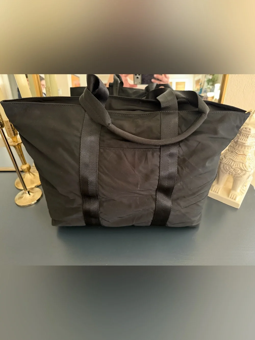 Black Tory Burch Tote Bag with Logo Embroidery